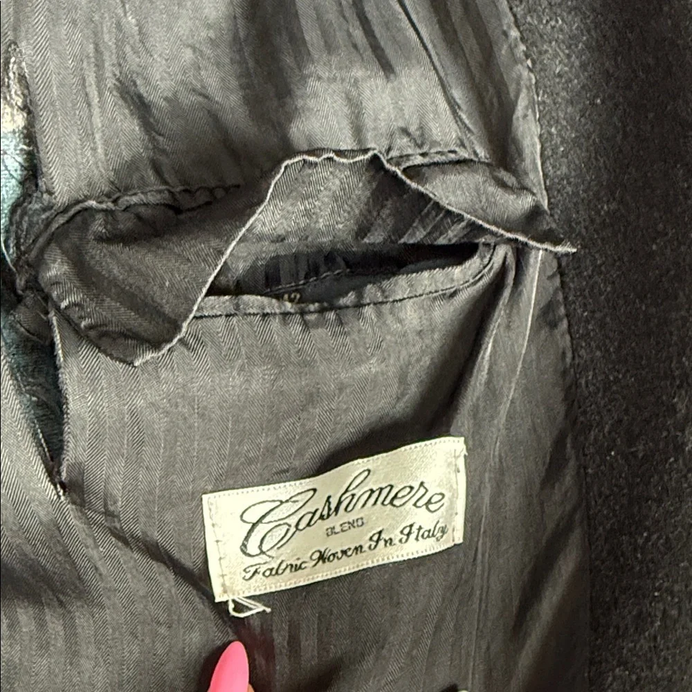 Classic Black Men's cashmere wool trench